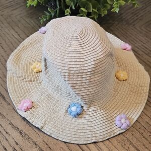 Girls floral straw hat